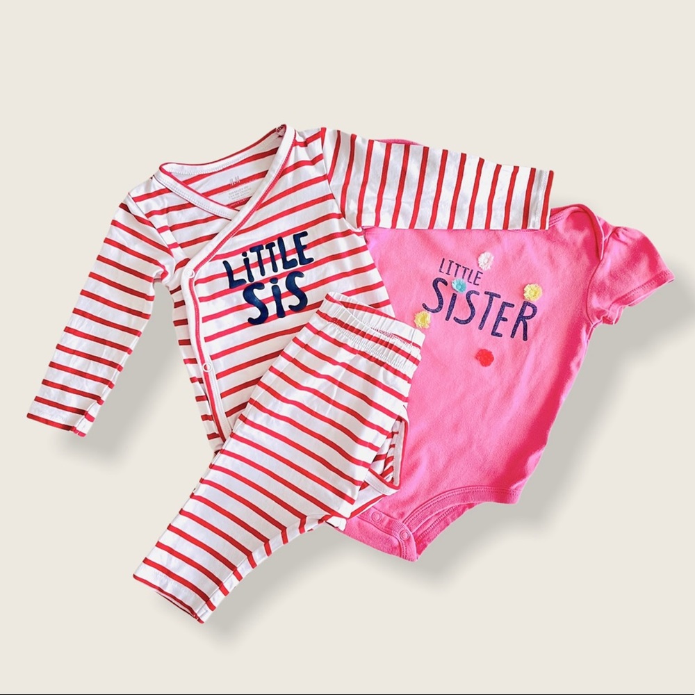 Bundle of three Baby Clothes for Little Sister, 4-9M